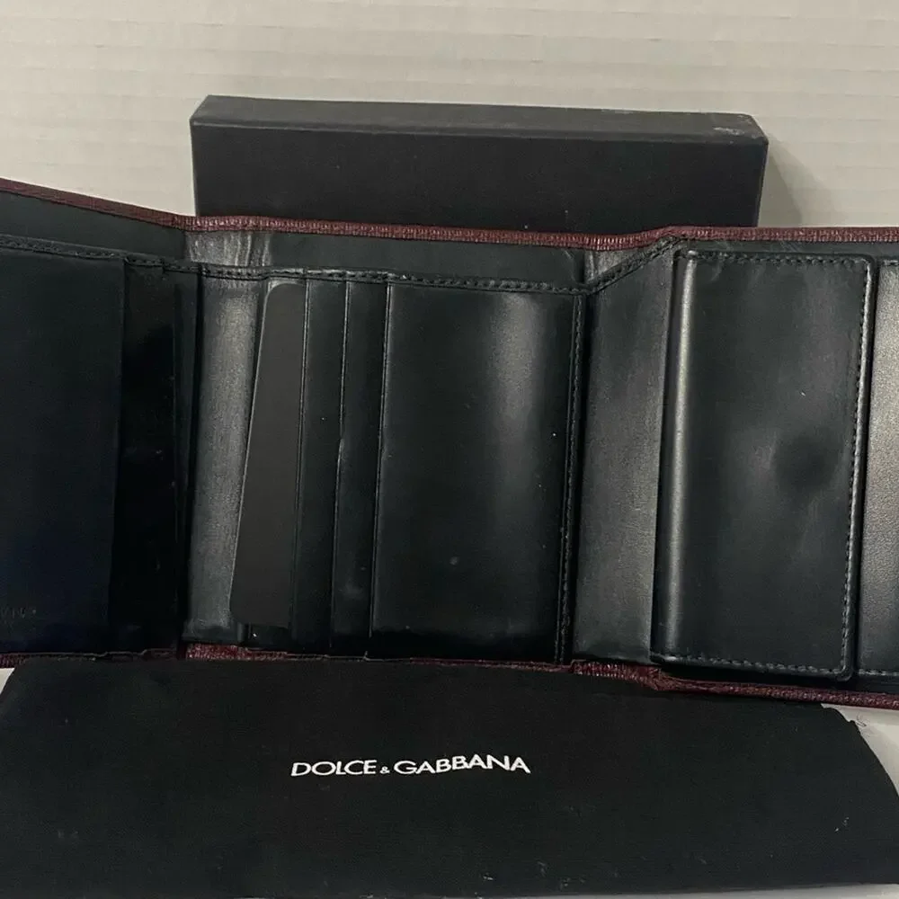 Dolce & Gabbana  burgundy 2 fold wallet with change section signature on front